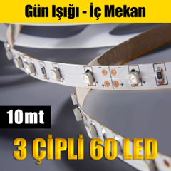 Led Şerit AA-026 - 3 Chip / Gün Işığı - İç Mekan - 10mt